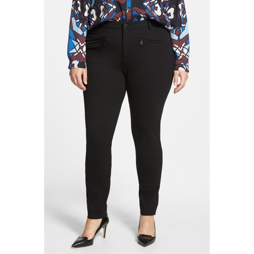 NWT Not Your Daughter's Jeans 'Ski' Black Zip Pocket Ponte Knit Skinny Pants 24W